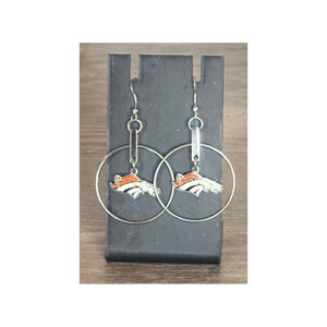 Denver Broncos Earrings Dangle NFL Logo Football Team Stainless Steel
